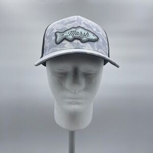 Marsh Wear 54359-00 Mens OSFM Grey Camo Trucker Hat Fish Patch Snapback Ball Cap